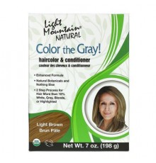 Light Mountain, Color the Gray! Natural Hair Color & Conditioner, Light Brown, 7 oz (198 g)
