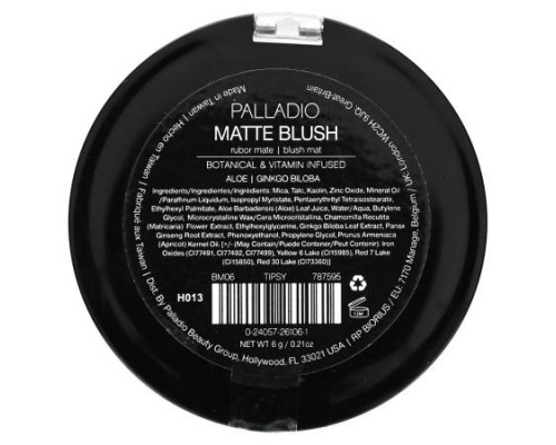 Palladio, Matte Blush, Tipsy BM06, 0.21 oz (6 g)