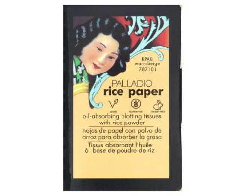 Palladio, Rice Paper, Oil-Absorbing Blotting Tissues, Warm Beige RPA8, 40 Tissues