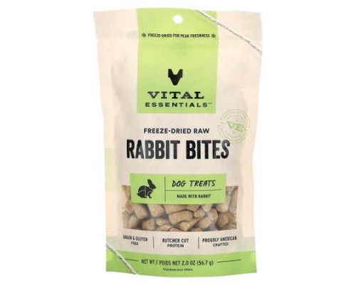 Vital Essentials, Freeze-Dried Raw Dog Treats, Rabbit Bites, 2 oz (56.7 g)