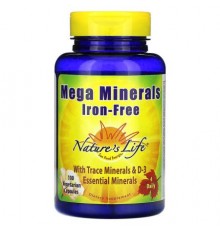 Nature's Life, Mega Minerals, Iron Free, 100 Vegetarian Capsules