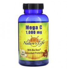 Nature's Life, Mega C With Bio-Rose, 1,000 mg, 250 Tablets