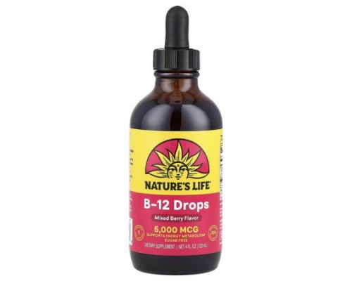 Nature's Life, B-12 Drops, Mixed Berry, 5,000 mcg, 4 fl oz (120 ml)
