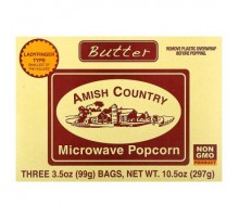 Amish Country Popcorn, Microwave Popcorn, Butter, 3 Bags, 3.5 oz (99 g) Each