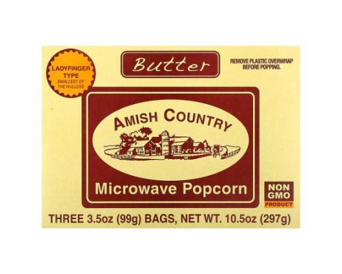 Amish Country Popcorn, Microwave Popcorn, Butter, 3 Bags, 3.5 oz (99 g) Each Amish Country Popcorn, Microwave Popcorn, Butter, 3 Bags, 3.5 oz (99 g) Each