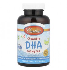 Carlson, Kid's Chewable DHA, Bursting Orange, 120 Soft Gels