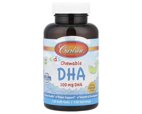 Carlson, Kid's Chewable DHA, Bursting Orange, 120 Soft Gels Carlson, Kid's Chewable DHA, Bursting Orange, 120 Soft Gels
