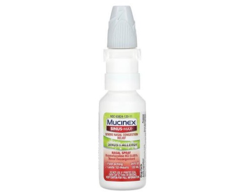 Mucinex, Sinus-Max, Severe Nasal Congestion Relief, 0.75 fl oz (22 ml) Mucinex, Sinus-Max, Severe Nasal Congestion Relief, 0.75 fl oz (22 ml)