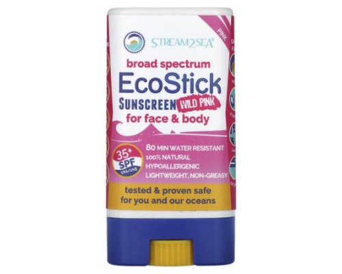Stream2Sea, EcoStick Sunscreen Wild Pink, SPF 35+, 0.5 oz (14 g) Stream2Sea, EcoStick Sunscreen Wild Pink, SPF 35+, 0.5 oz (14 g)