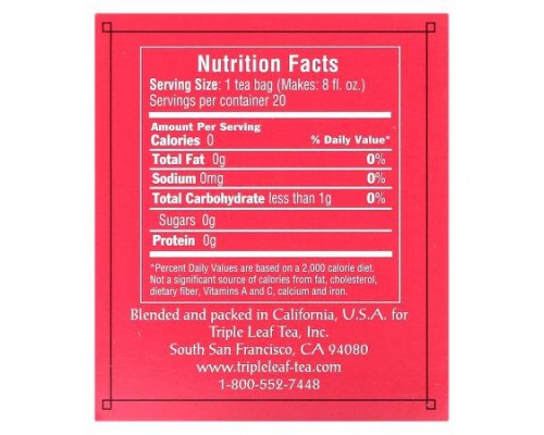 Triple Leaf Tea, Rose Black Tea, 20 Tea Bags, 1.06 oz (30 g)
