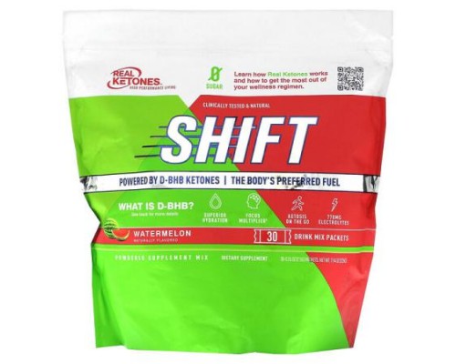 Real Ketones, Shift, Watermelon, 30 Drink Mix Packets, 0.26 oz (7.5 g) Each Real Ketones, Shift, Watermelon, 30 Drink Mix Packets, 0.26 oz (7.5 g) Each