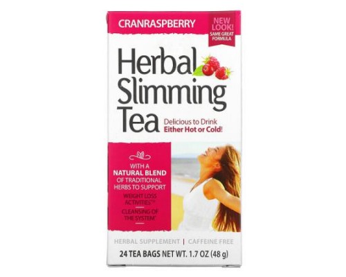 21st Century, Herbal Slimming Tea, Cranraspberry, Caffeine Free, 24 Tea Bags, 1.7 oz (48 g) 21st Century, Herbal Slimming Tea, Cranraspberry, Caffeine Free, 24 Tea Bags, 1.7 oz (48 g)