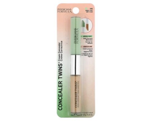 Physicians Formula, Concealer Twins Cream Concealer, 3055 Green/Light, 0.24 oz (6.8 g) Physicians Formula, Concealer Twins Cream Concealer, 3055 Green/Light, 0.24 oz (6.8 g)