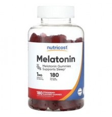 Nutricost, Melatonin, Strawberry, 1 mg, 180 Gummies