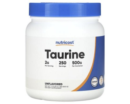 Nutricost, Taurine, Unflavored, 17.9 oz (500 g) (Discontinued Item) Nutricost, Taurine, Unflavored, 17.9 oz (500 g) (Discontinued Item)
