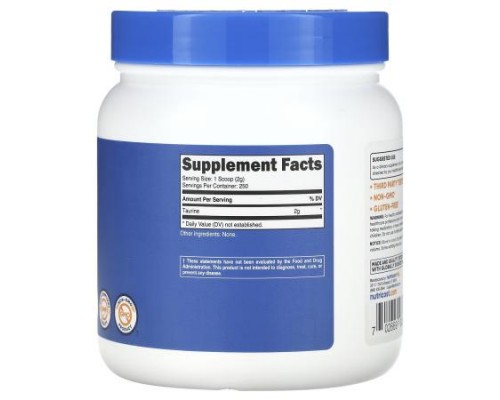 Nutricost, Taurine, Unflavored, 17.9 oz (500 g) (Discontinued Item) Nutricost, Taurine, Unflavored, 17.9 oz (500 g) (Discontinued Item)
