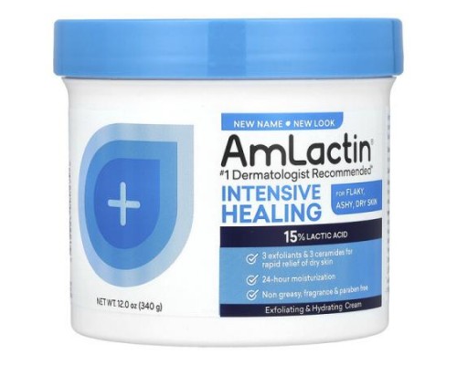AmLactin, Intensive Healing, Exfoliating & Hydrating Cream, For Flaky, Ashy, Dry Skin , 12 oz (340 g)