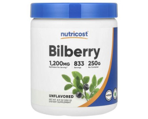 Nutricost, Bilberry Powder, Unflavored, 8.9 oz (250 g)