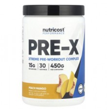 Nutricost, Performance, Pre-X, Xtreme Pre-Workout Complex, Peach Mango, 1 lb (450 g)