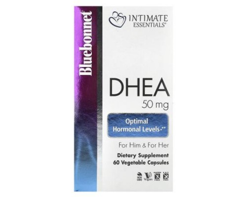 Bluebonnet Nutrition, Intimate Essentials®, DHEA, For Him & For Her, 50 mg, 60 Vegetable Capsules Bluebonnet Nutrition, Intimate Essentials®, DHEA, For Him & For Her, 50 mg, 60 Vegetable Capsules