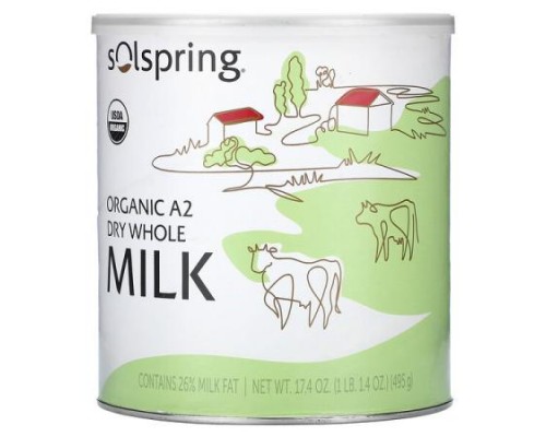 Dr. Mercola, Solspring®, Organic A2 Dry Whole Milk, 17.4 oz (495 g) Dr. Mercola, Solspring®, Organic A2 Dry Whole Milk, 17.4 oz (495 g)