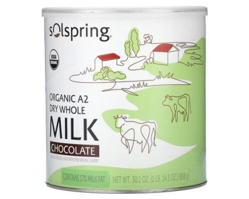 Dr. Mercola, Solspring®, Organic A2 Dry Whole Milk, Chocolate, 30.1 oz (858 g) Dr. Mercola, Solspring®, Organic A2 Dry Whole Milk, Chocolate, 30.1 oz (858 g)