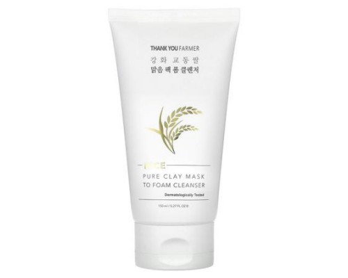 Thank You Farmer, Rice, Pure Clay Mask To Foam Cleanser, 5.27 fl oz (150 ml)
