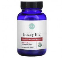 Ora, Buzzy B12, Raspberry Rush, 1,500 mcg, 30 Chewable Tablets