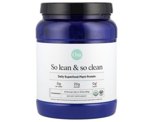 Ora, So Lean & So Clean, Daily Superfood Plant Protein, Unsweetened, 20.9 oz (594 g) Ora, So Lean & So Clean, Daily Superfood Plant Protein, Unsweetened, 20.9 oz (594 g)