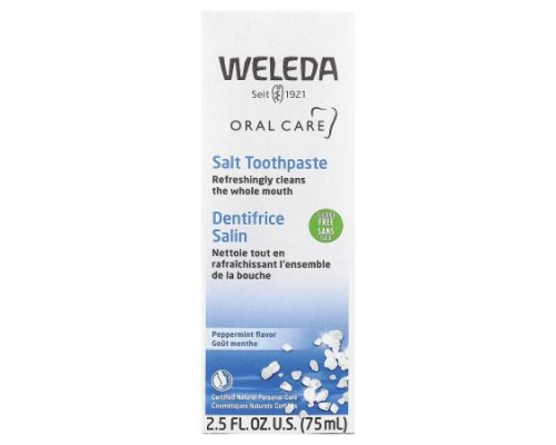 Weleda, Oral Care, Salt Toothpaste, Fluoride Free, Peppermint, 2.5 fl oz (75 ml)