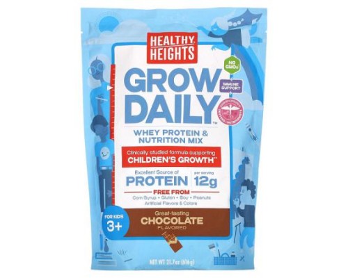 Healthy Heights, Grow Daily, Whey Protein & Nutrition Mix, For Kids 3+, Chocolate, 21.7 oz (616 g) Healthy Heights, Grow Daily, Whey Protein & Nutrition Mix, For Kids 3+, Chocolate, 21.7 oz (616 g)