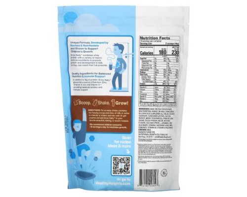 Healthy Heights, Grow Daily, Whey Protein & Nutrition Mix, For Kids 3+, Chocolate, 21.7 oz (616 g) Healthy Heights, Grow Daily, Whey Protein & Nutrition Mix, For Kids 3+, Chocolate, 21.7 oz (616 g)