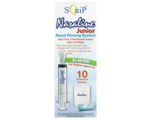 Squip, Nasaline Junior, Nasal Rinsing System, For Children Ages 4-12, 14 Piece Kit