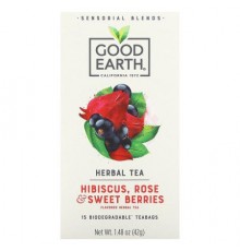 Good Earth Teas, Sensorial Blends, Herbal Tea, Hibiscus, Rose & Sweet Berries, 15 Biodegradable Teabags, 1.48 oz (42 g)