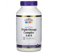 21st Century, Triple Omega Complex 3-6-9, 180 Enteric Coated Softgels
