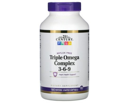 21st Century, Triple Omega Complex 3-6-9, 180 Enteric Coated Softgels 21st Century, Triple Omega Complex 3-6-9, 180 Enteric Coated Softgels
