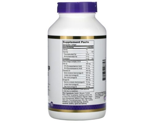 21st Century, Triple Omega Complex 3-6-9, 180 Enteric Coated Softgels 21st Century, Triple Omega Complex 3-6-9, 180 Enteric Coated Softgels
