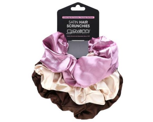 Giovanni, Satin Hair Scrunchies, Extra Large, Pink, Beige, Dark Brown, 3 Scrunchies Giovanni, Satin Hair Scrunchies, Extra Large, Pink, Beige, Dark Brown, 3 Scrunchies