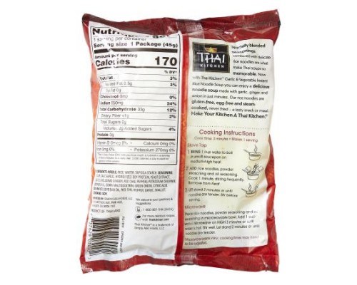 Thai Kitchen, Instant Rice Noodle Soup, Garlic & Vegetable, 1.6 oz (45 g) Thai Kitchen, Instant Rice Noodle Soup, Garlic & Vegetable, 1.6 oz (45 g)