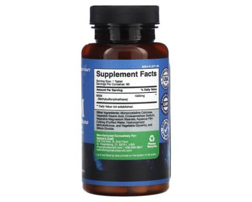 Nature's Craft, MSM, Maximum Strength, 1,000 mg, 60 Tablets