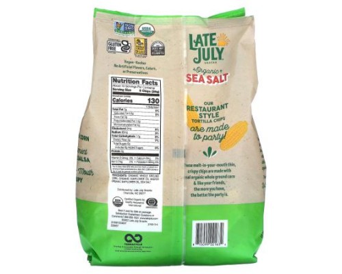 Late July, Organic Tortilla Chips, Thin & Crispy, Sea Salt, 10.1 oz (286 g) Late July, Organic Tortilla Chips, Thin & Crispy, Sea Salt, 10.1 oz (286 g)