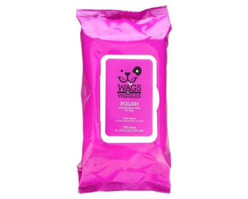 Wags & Wiggles, Polish, Multipurpose Wipes for Dogs, Very Berry , 100 Wipes