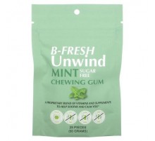 B-Fresh, Unwind Chewing Gum, Sugar Free, Mint, 25 Pieces (50 g)