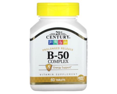 21st Century, B-50 Complex, Prolonged Release, 60 Tablets 21st Century, B-50 Complex, Prolonged Release, 60 Tablets