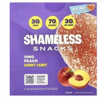 Shameless Snacks, Gummy Candy, OMG Peach, 6 Bags, 1.8 oz (50 g) Each