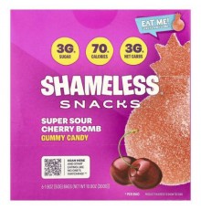 Shameless Snacks, Gummy Candy, Super Sour Cherry Bomb, 6 Bags, 1.8 oz (50 g) Each