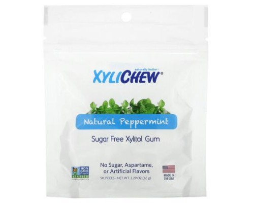 XyliDENT, Sugar Free Xylitol Gum, Natural Peppermint, 50 Pieces, 2.29 oz (65 g)