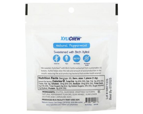 XyliDENT, Sugar Free Xylitol Gum, Natural Peppermint, 50 Pieces, 2.29 oz (65 g)