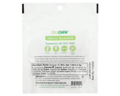 XyliDENT, Xylichew, Natural Spearmint, 50 Pieces, 2.29 oz (65 g) XyliDENT, Xylichew, Natural Spearmint, 50 Pieces, 2.29 oz (65 g)