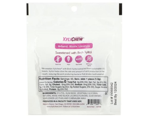 XyliDENT, Xylichew, Natural Black Licorice, 50 Pieces, 2.29 oz (65 g)
